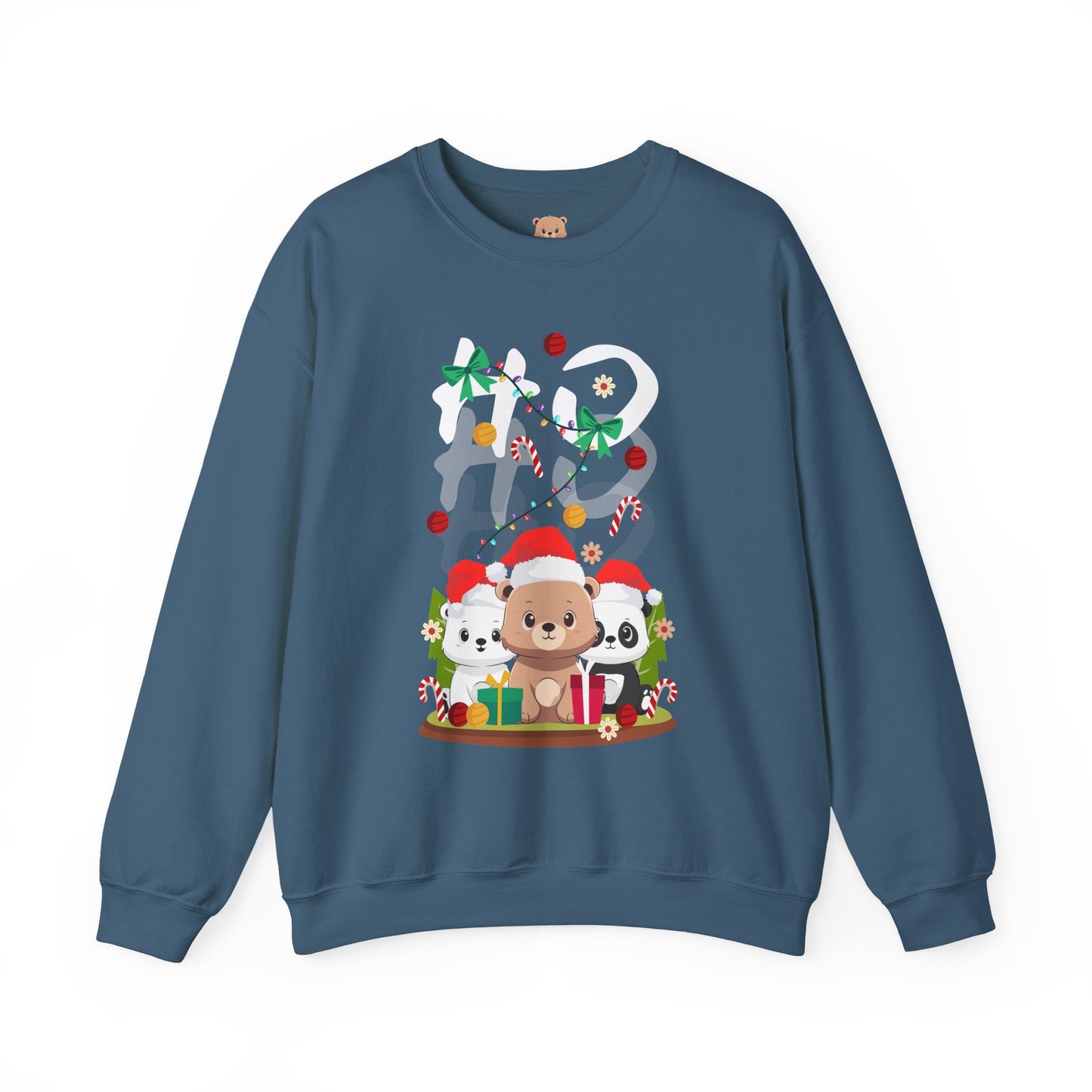 Ho Ho Ho Christmas bears (front) unisex cozy crewneck sweatshirt