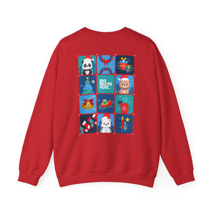 Bear hug cool Christmas grid (back) unisex cozy crewneck sweatshirt