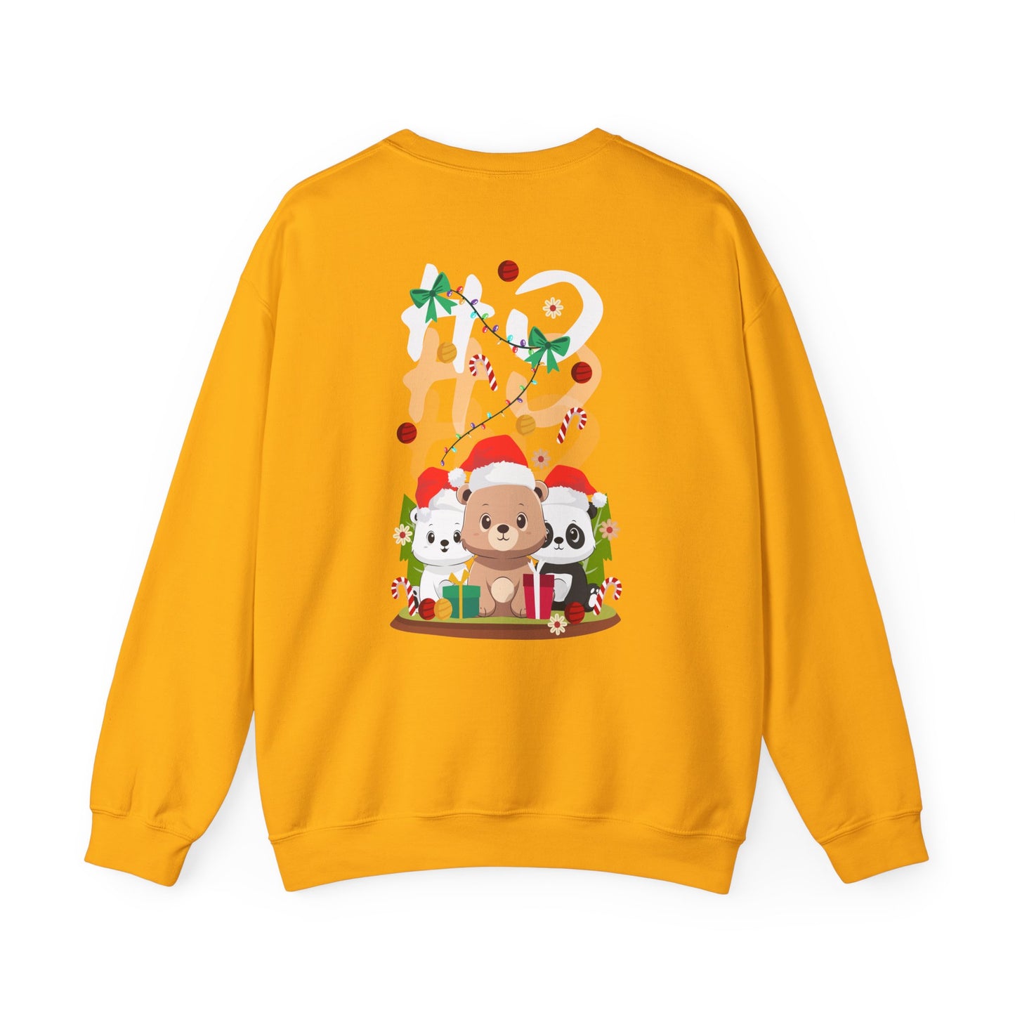 Ho Ho Ho Christmas bears (back) unisex cozy crewneck sweatshirt