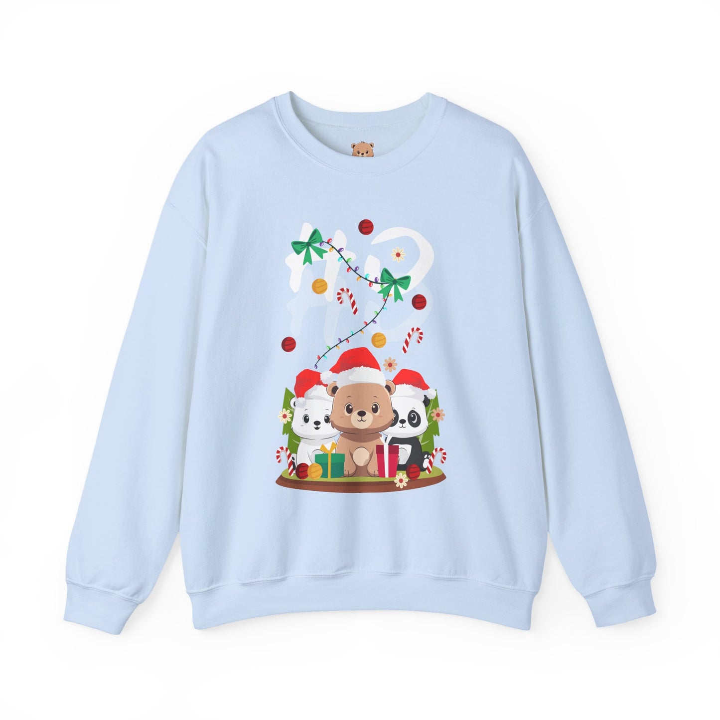 Ho Ho Ho Christmas bears (front) unisex cozy crewneck sweatshirt