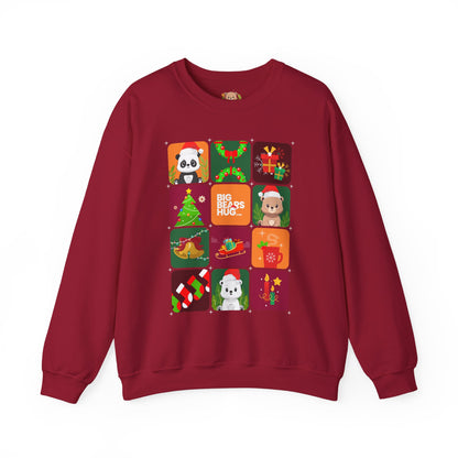 Bear hug Christmas grid (front) unisex crewneck sweatshirt