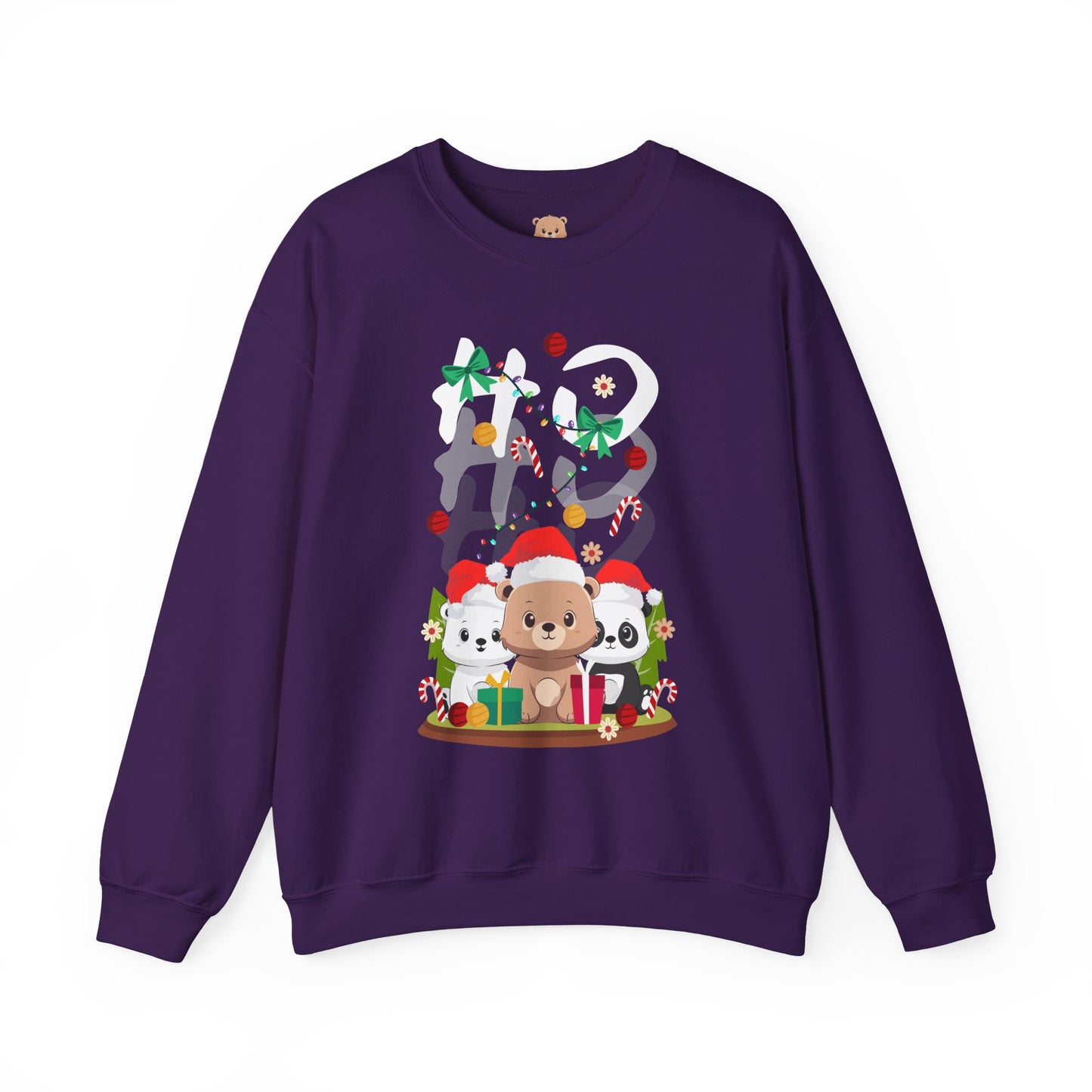Ho Ho Ho Christmas bears (front) unisex cozy crewneck sweatshirt
