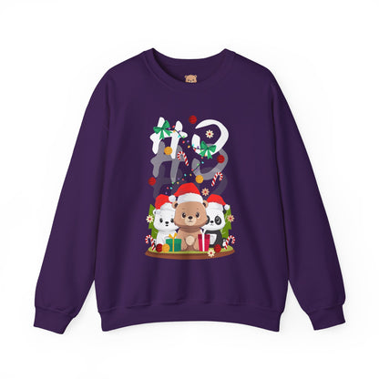 Ho Ho Ho Christmas bears (front) unisex cozy crewneck sweatshirt