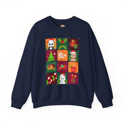 Bear hug Christmas grid (front) unisex crewneck sweatshirt