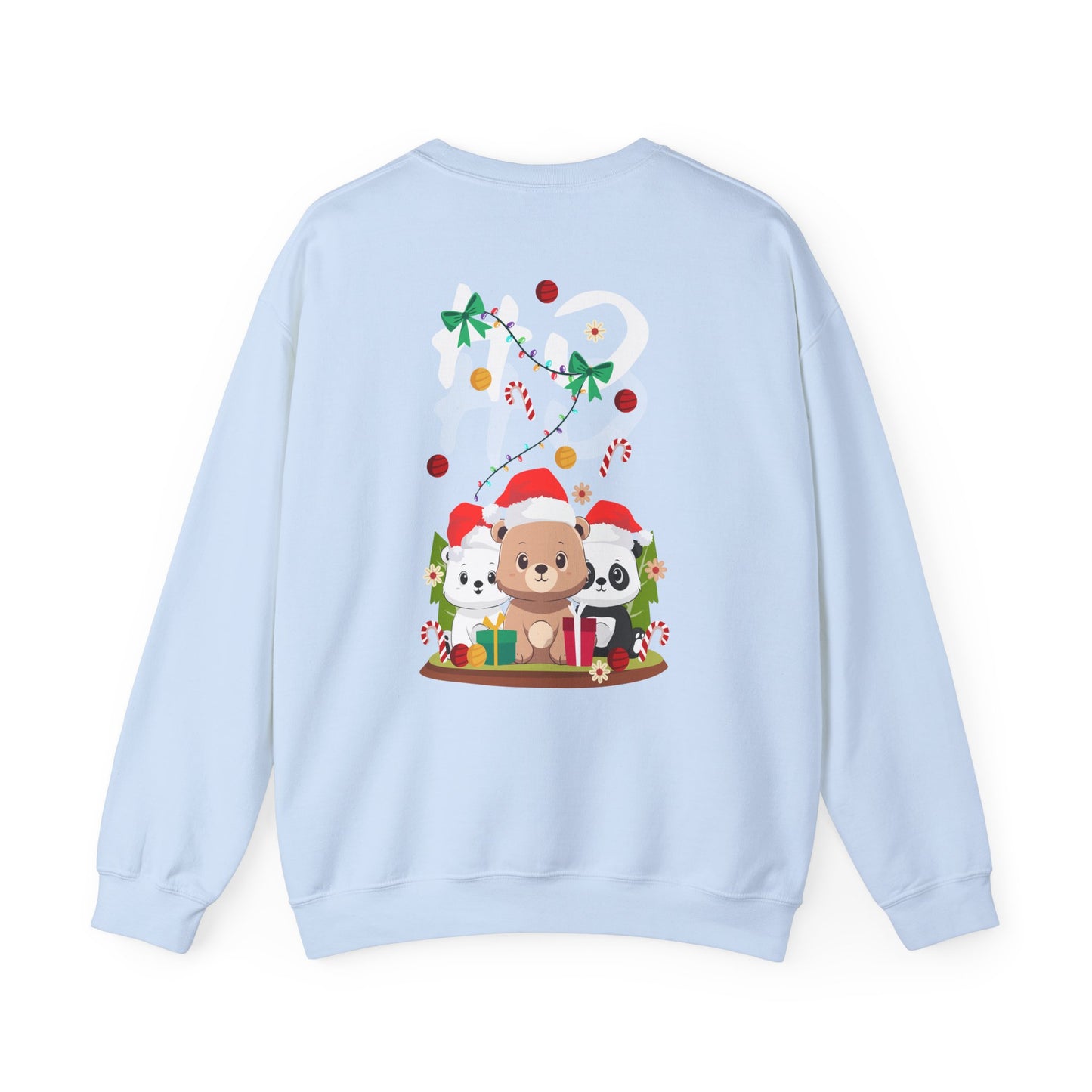 Ho Ho Ho Christmas bears (back) unisex cozy crewneck sweatshirt