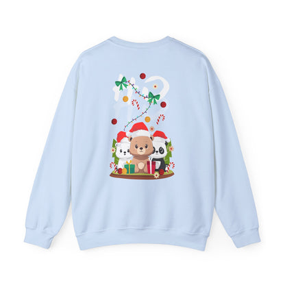 Ho Ho Ho Christmas bears (back) unisex cozy crewneck sweatshirt