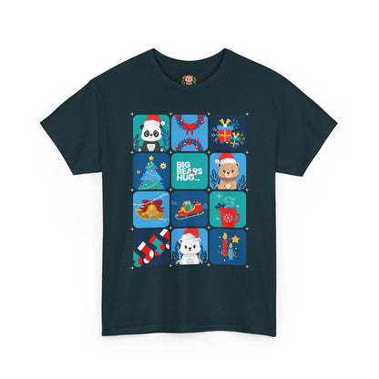 Bear hug cool Christmas grid (front) unisex crewneck t-shirt