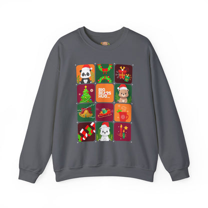 Bear hug Christmas grid (front) unisex crewneck sweatshirt