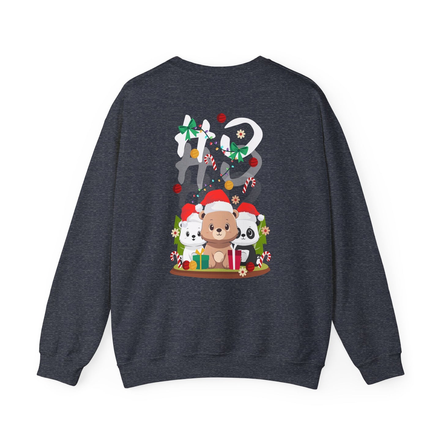 Ho Ho Ho Christmas bears (back) unisex cozy crewneck sweatshirt