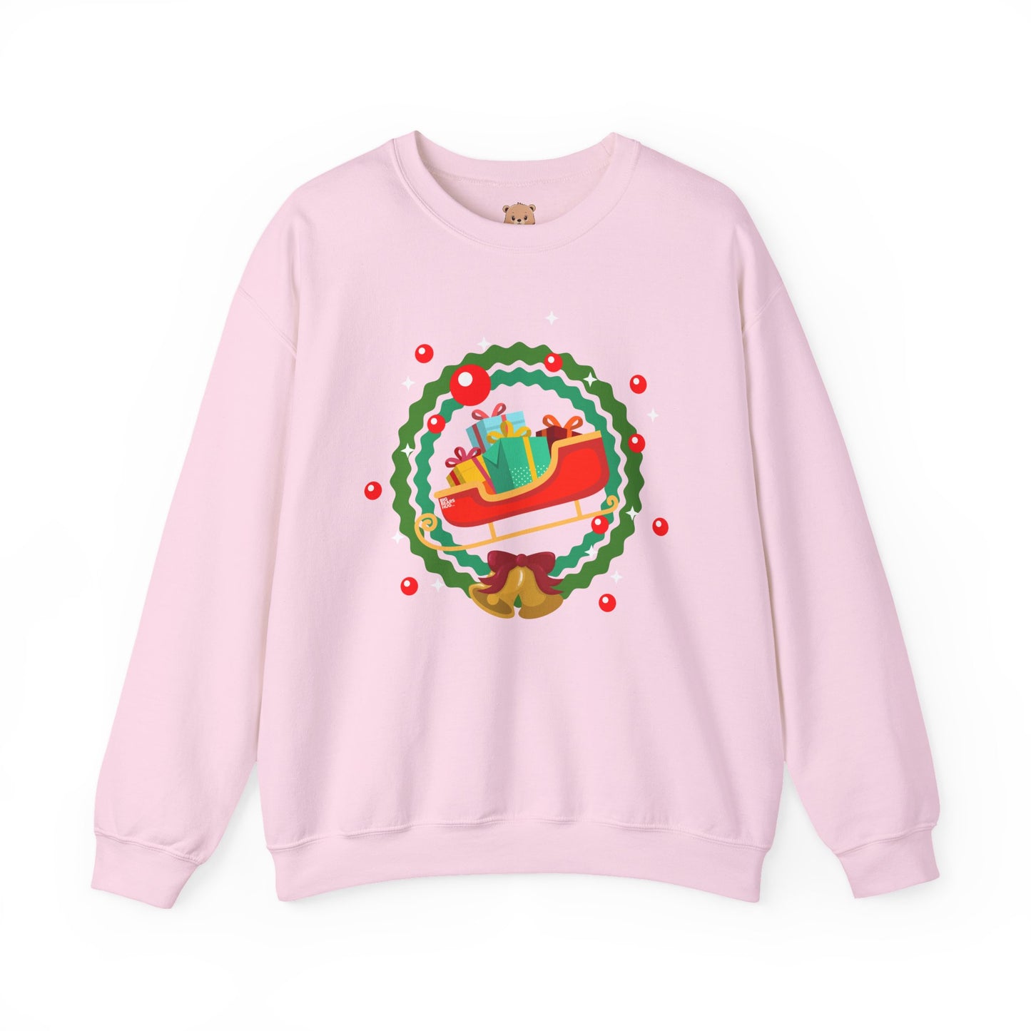 Santa coming with Christmas gifts (front) unisex cozy crewneck sweatshirt