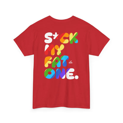 Suck my fat one rainbow (back) unisex crewneck t-shirt