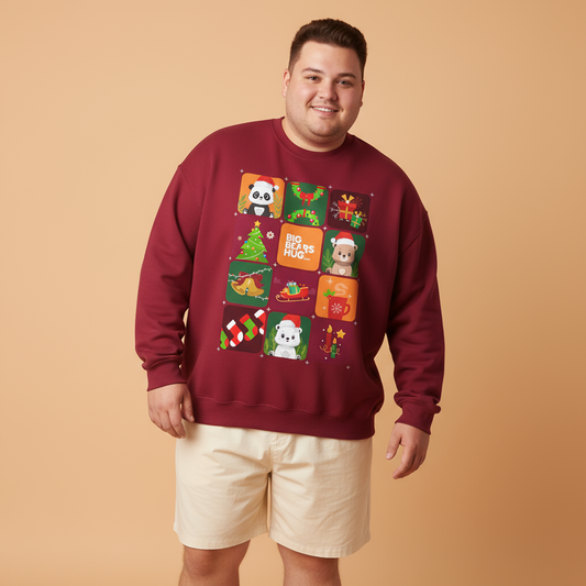 Bear hug Christmas grid (front) unisex crewneck sweatshirt