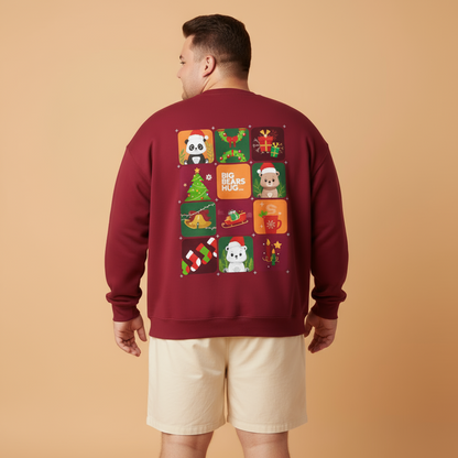 Bear hug Christmas grid (back) unisex crewneck sweatshirt