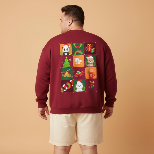 Bear hug Christmas grid (back) unisex crewneck sweatshirt