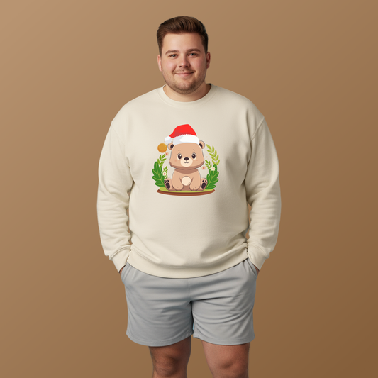 Pancha bear hug (front) Christmas unisex cozy crewneck sweatshirt