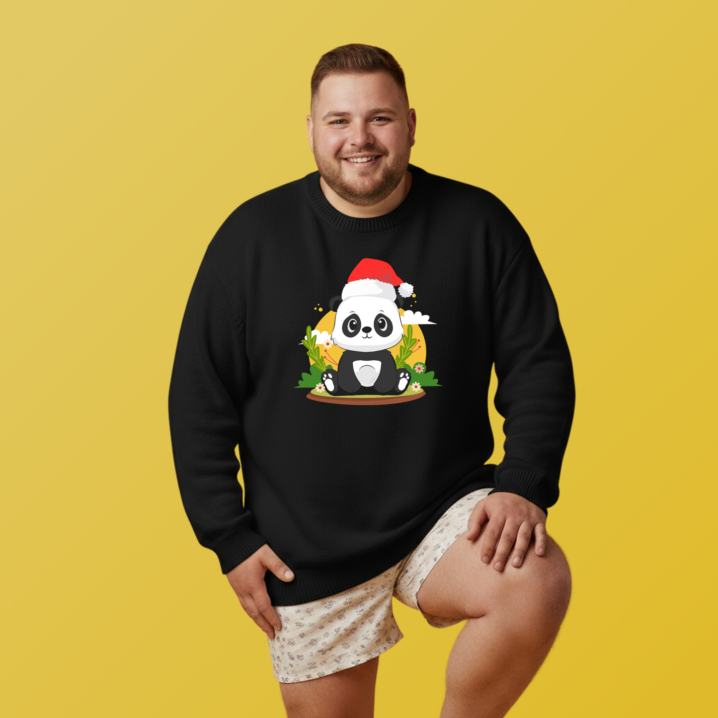 Macho bear hug (front) Christmas unisex cozy crewneck sweatshirt