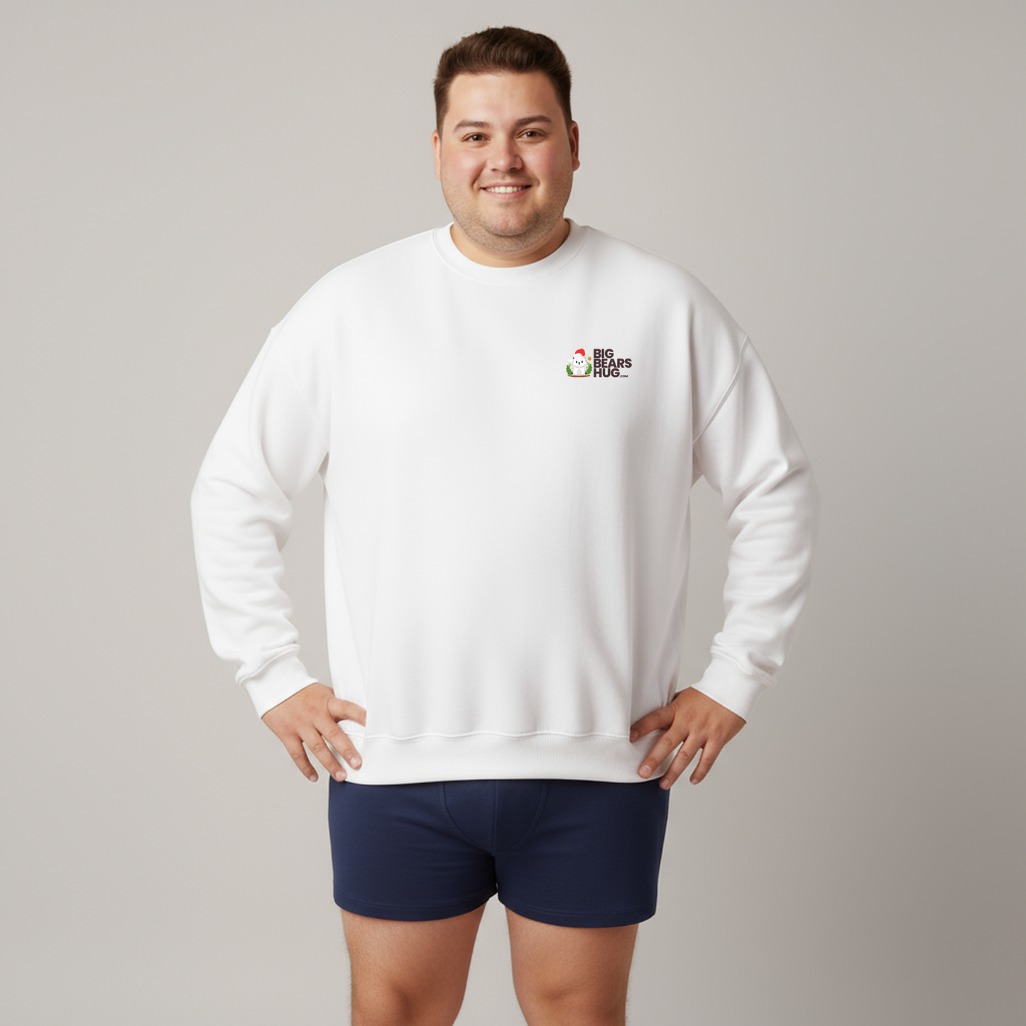 Snojo bear mini hug (front) Christmas unisex cozy crewneck sweatshirt