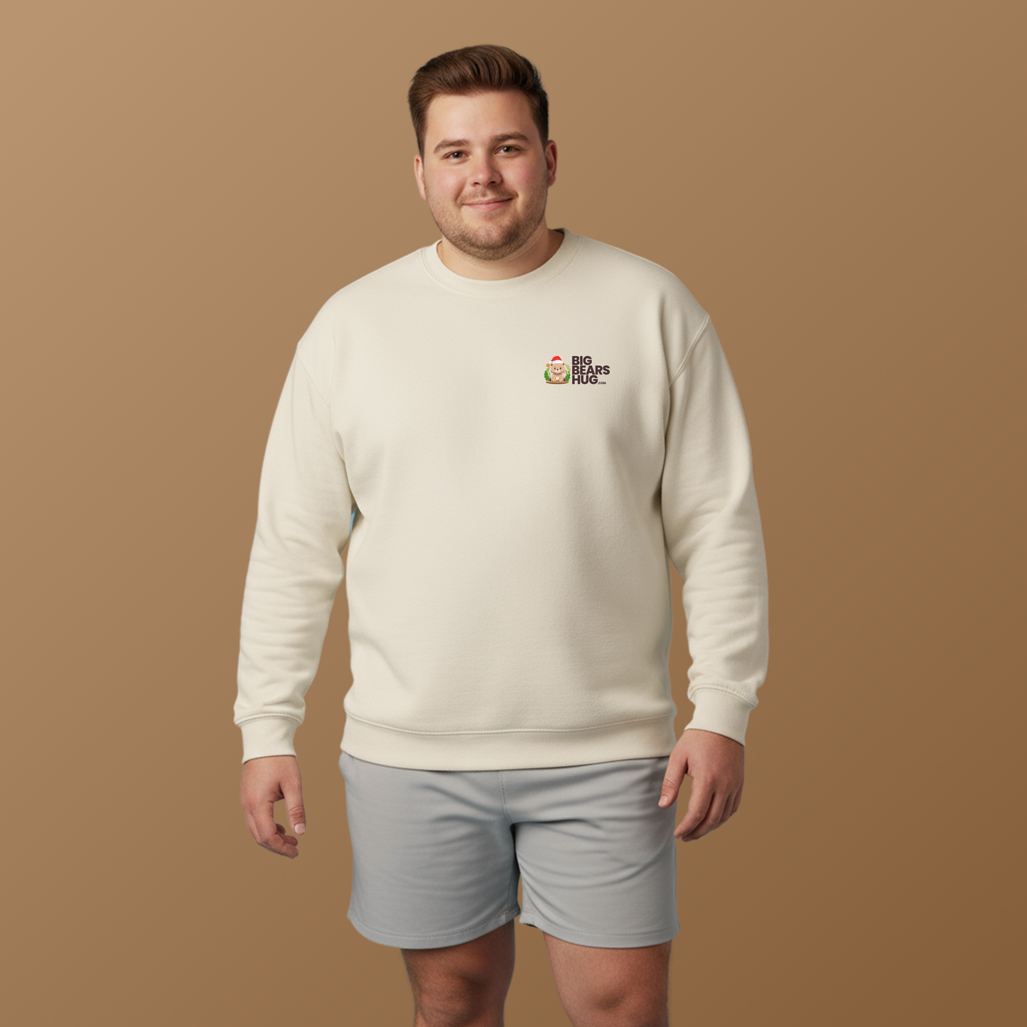 Pancha bear mini hug (front) Christmas unisex cozy crewneck sweatshirt