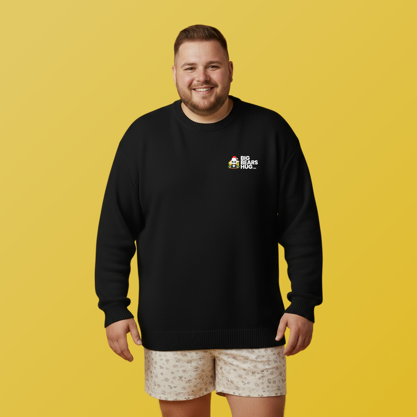 Macho bear mini hug (front) Christmas unisex cozy crewneck sweatshirt