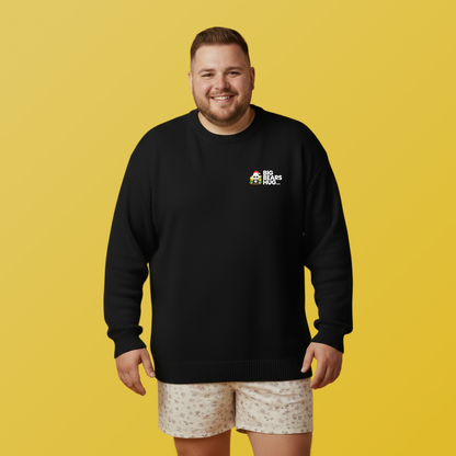 Macho bear mini hug (front) Christmas unisex cozy crewneck sweatshirt
