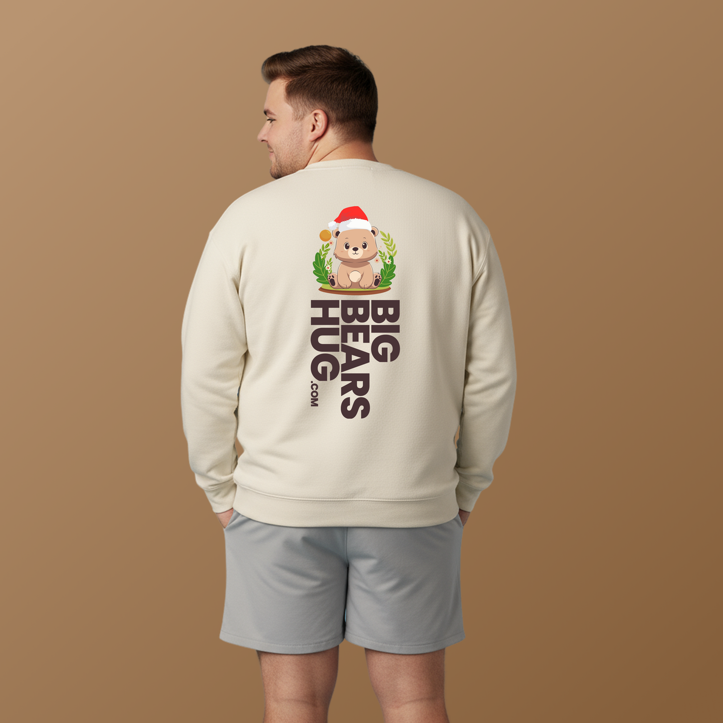 Pancha bear hug (back) Christmas unisex cozy crewneck sweatshirt