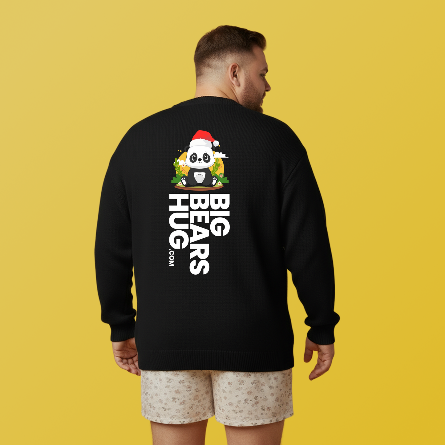 Macho bear hug (back) Christmas unisex cozy crewneck sweatshirt