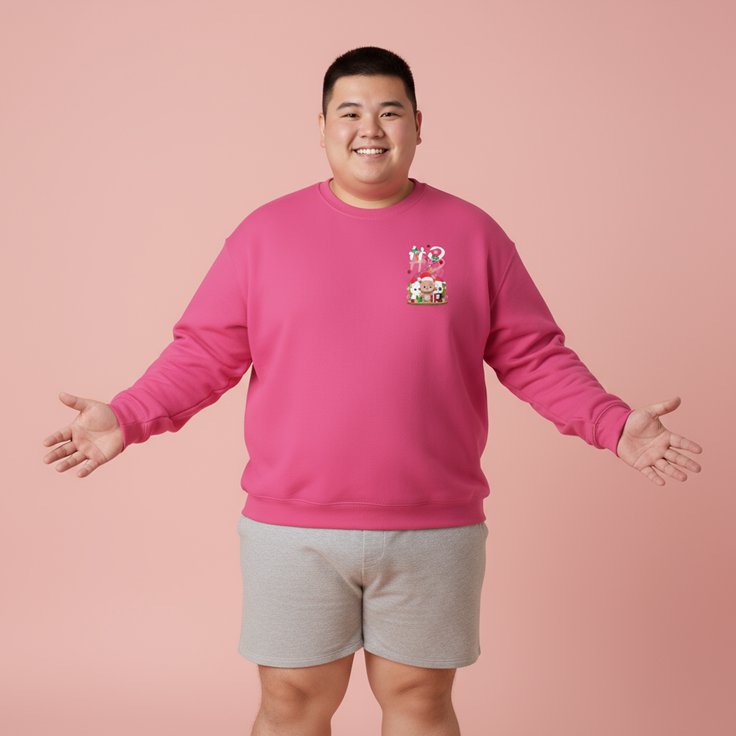 Ho Ho Ho Christmas mini bears (front) unisex cozy crewneck sweatshirt