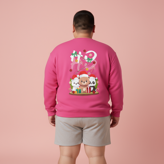 Ho Ho Ho Christmas bears (back) unisex cozy crewneck sweatshirt