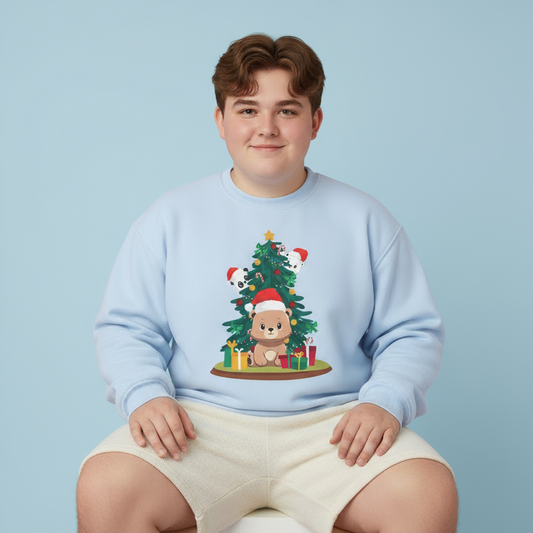 Peek a booo Christmas Santa bears unisex cozy crewneck sweatshirt