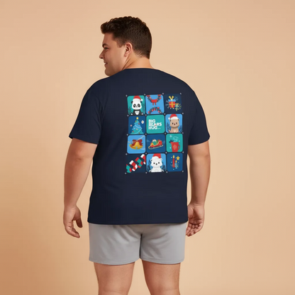 Bear hug cool Christmas grid (back) unisex crewneck t-shirt