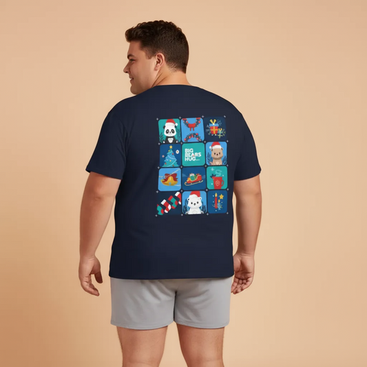 Bear hug cool Christmas grid (back) unisex crewneck t-shirt