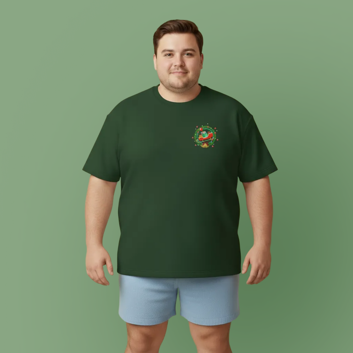 Santa coming with Christmas mini gifts (front) unisex crewneck t-shirt