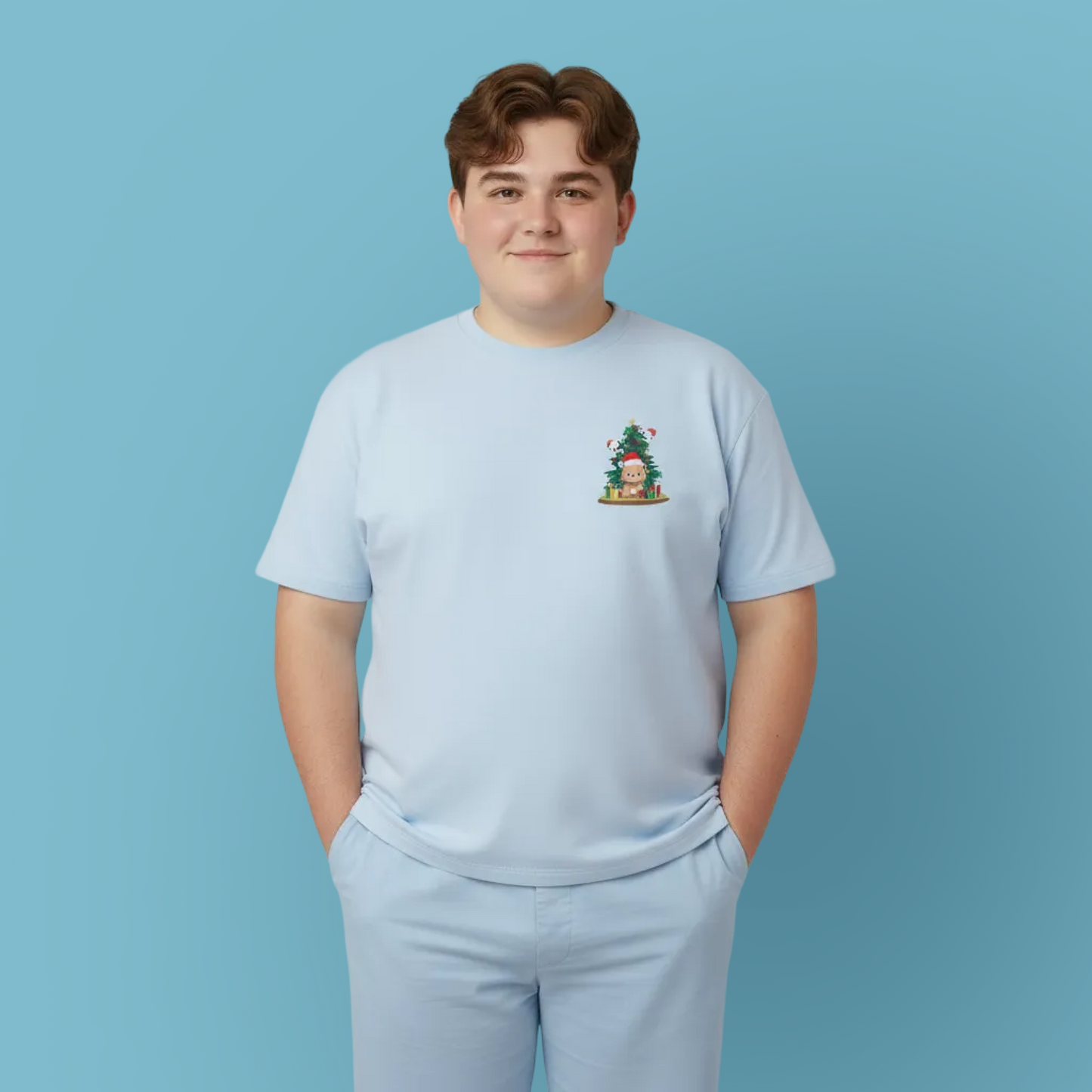 Peek a booo Christmas mini Santa bears (front) unisex crewneck t-shirt