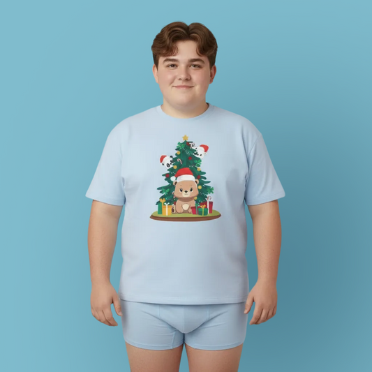 Peek a booo Christmas Santa bears (front) unisex crewneck t-shirt