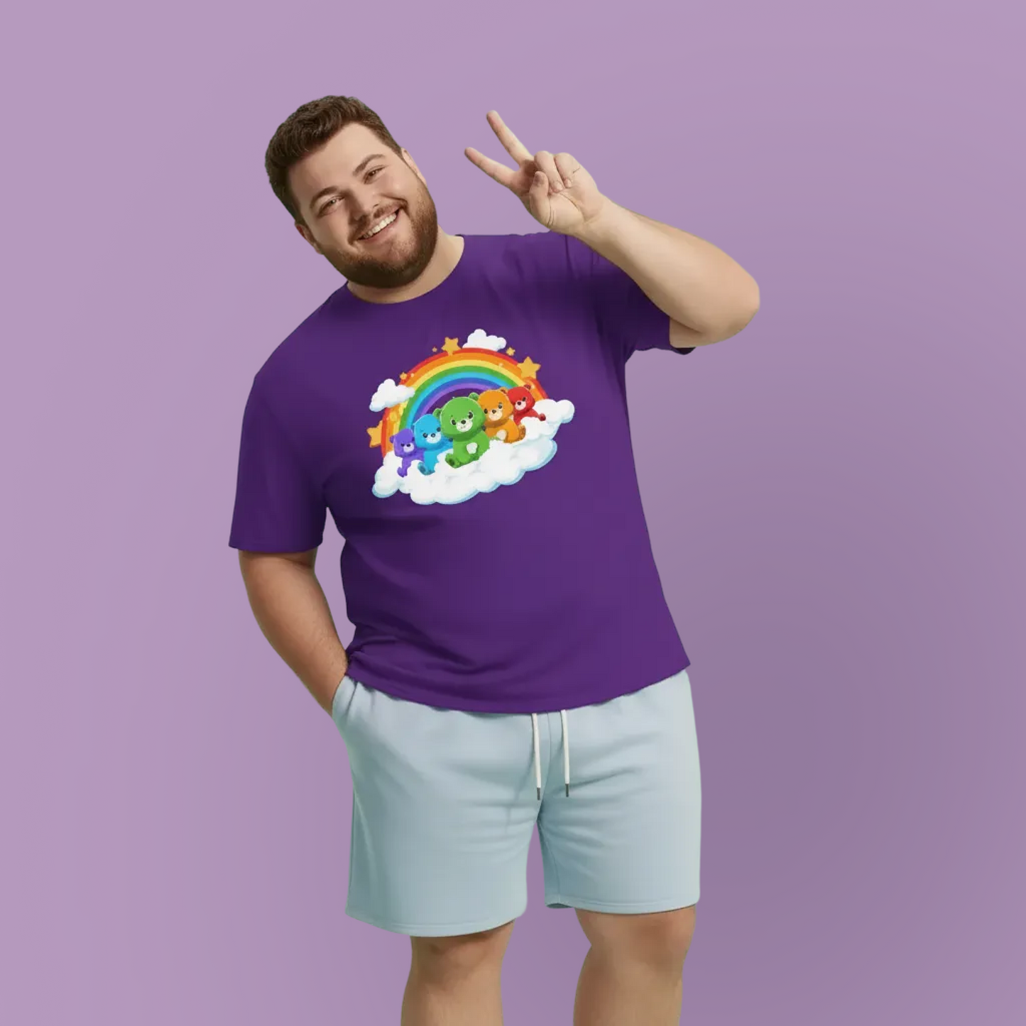 Rainbow bears in the cloud unisex crewneck t-shirt