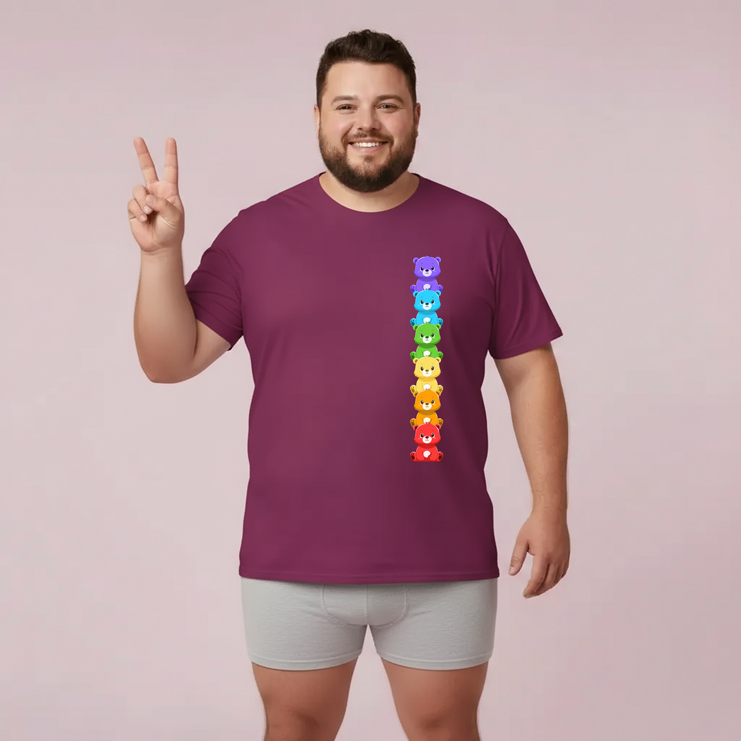 Rainbow bears line (front) unisex crewneck t-shirt