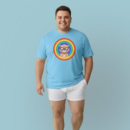 Rainbow Pancha bear rings (front) unisex crewneck t-shirt