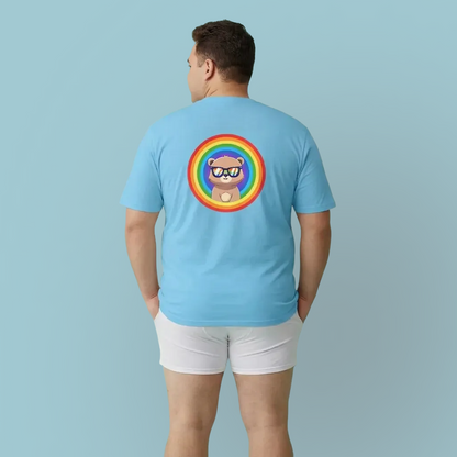 Rainbow Pancha bear rings (back) unisex crewneck t-shirt