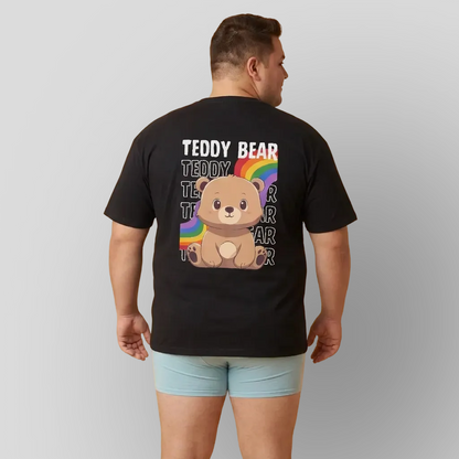 Teddy bear rainbow pancha (back) unisex crewneck t-shirt
