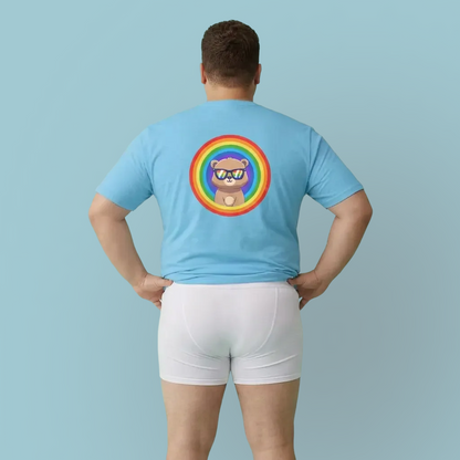 Rainbow Pancha bear rings (back) unisex crewneck t-shirt