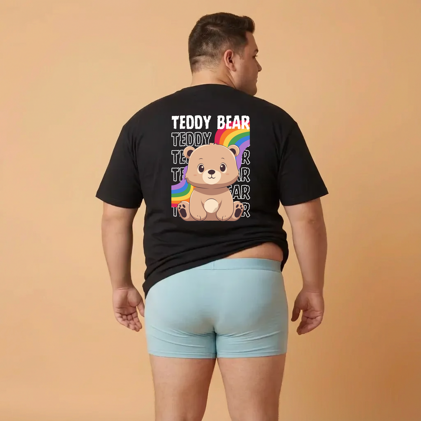 Teddy bear rainbow pancha (back) unisex crewneck t-shirt