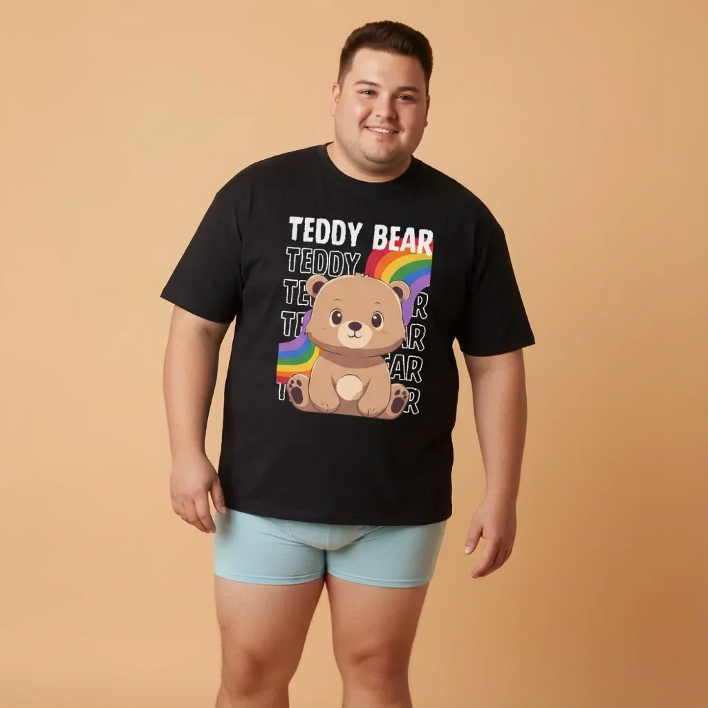 Teddy bear rainbow pancha (front) unisex crewneck t-shirt