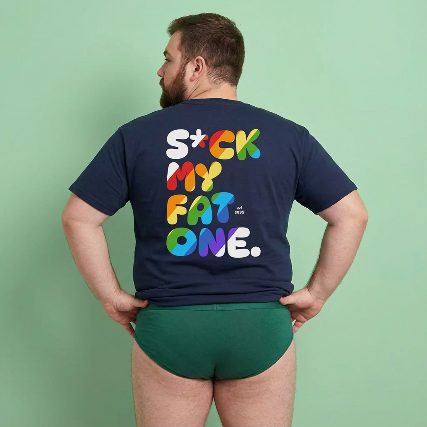 Suck my fat one rainbow (back) unisex crewneck t-shirt