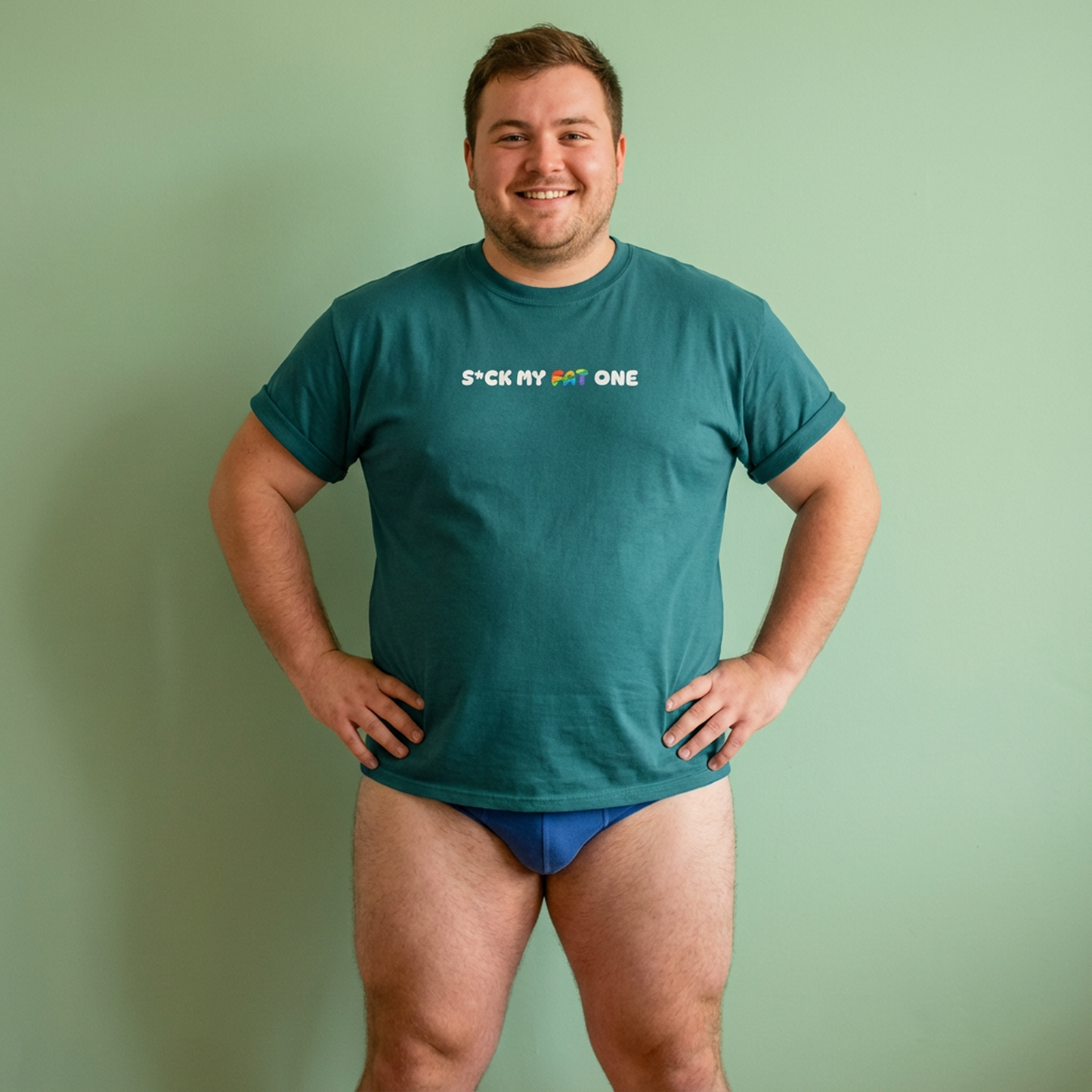 Suck my fat one rainbow mini (front) unisex crewneck t-shirt