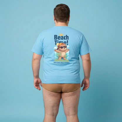 Beach time with Pancha (back) unisex crewneck t-shirt