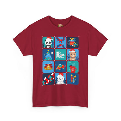 Bear hug cool Christmas grid (front) unisex crewneck t-shirt