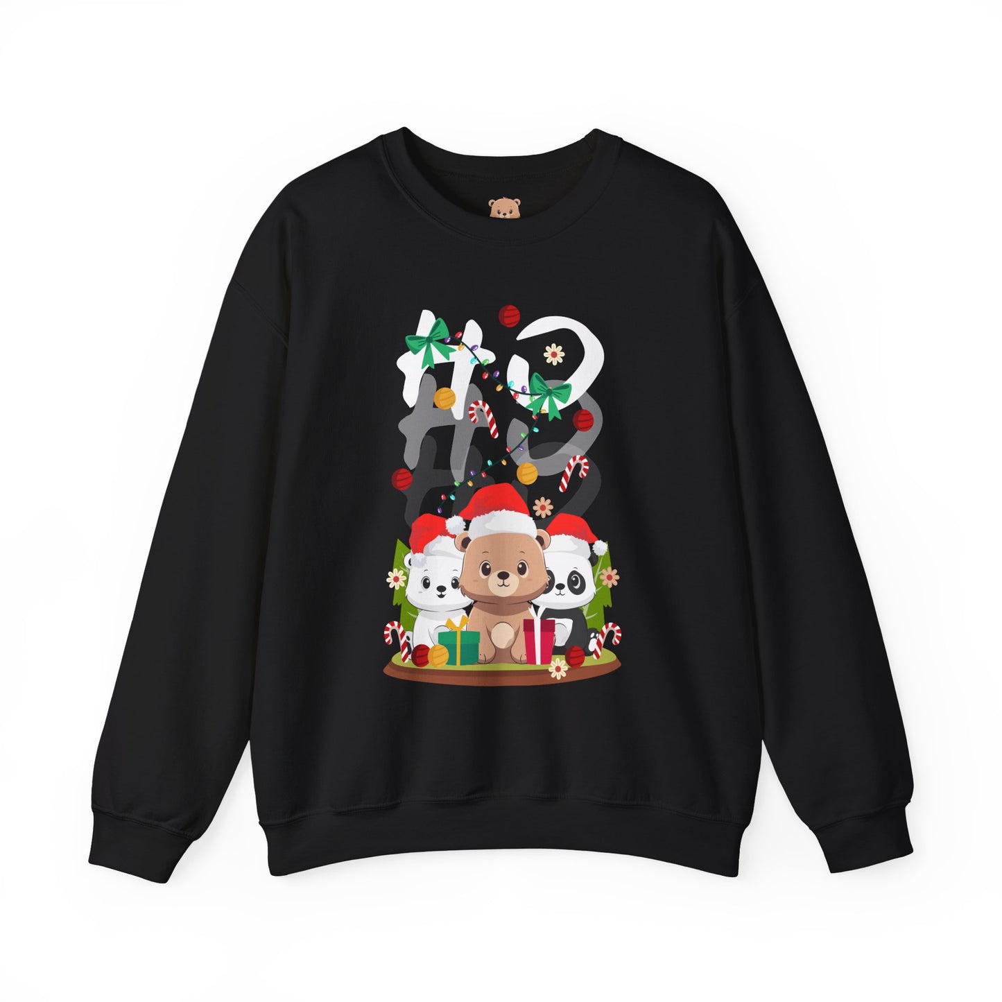 Ho Ho Ho Christmas bears (front) unisex cozy crewneck sweatshirt