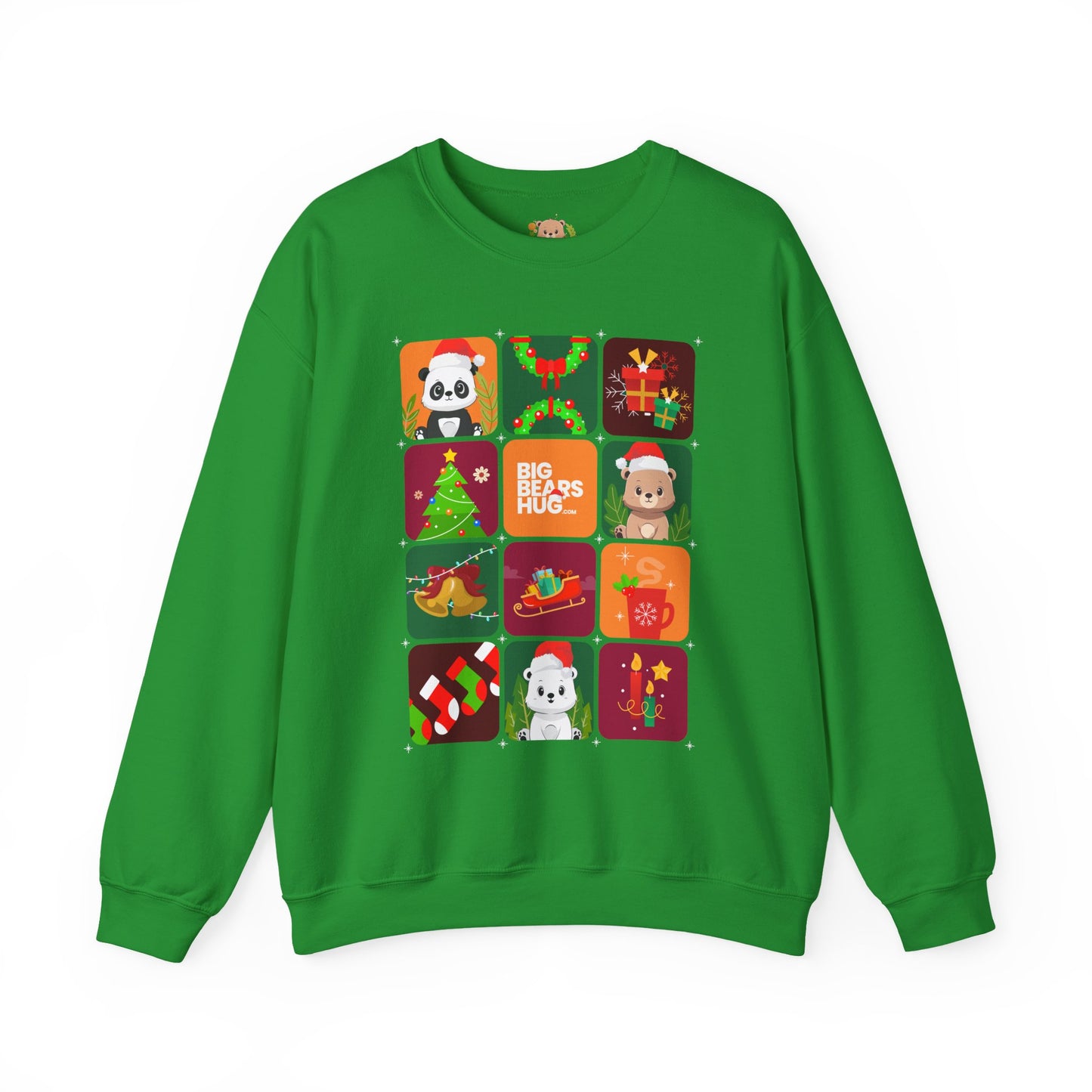 Bear hug Christmas grid (front) unisex crewneck sweatshirt