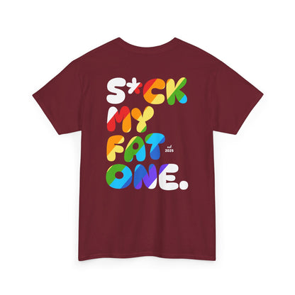 Suck my fat one rainbow (back) unisex crewneck t-shirt