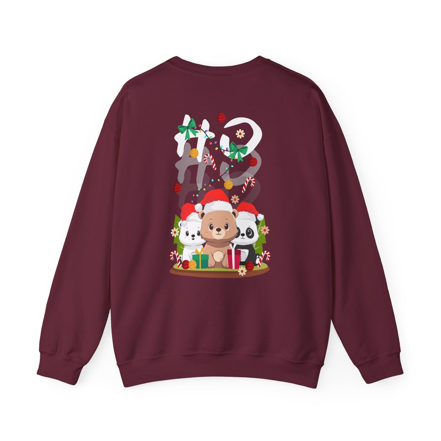 Ho Ho Ho Christmas bears (back) unisex cozy crewneck sweatshirt